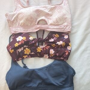 Set of Three Victoria's Secret Pink Women's Sports Bras - Pink, Floral, and Blue